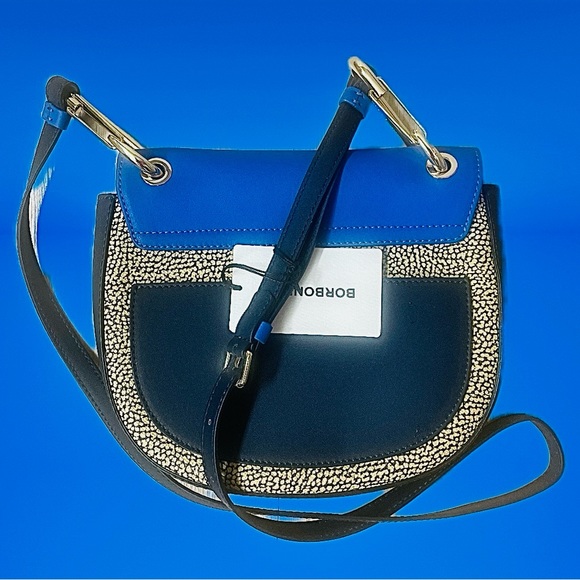 Borbonese Blue & Tan Crossbody Messenger Bag 904128 - Picture 7 of 7